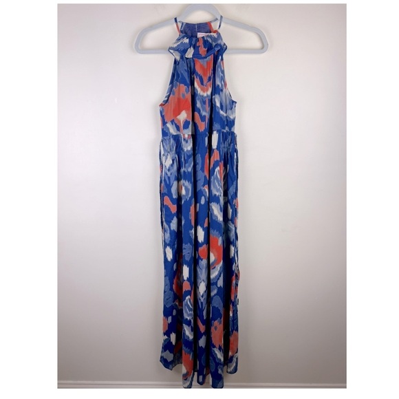 Banjanan | Romantic Boho Lucia Maxi Dress In Ikat Soladite Blue Floral - Picture 8 of 12